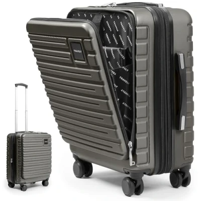 Abbildung von Travely Premium Handgepäck 55x40x23cm erweiterbar, passend für Lufthansa, Eurowings und co. I 41L 50L mit sanften Rollen praktischem TSA Schloss, Reise
