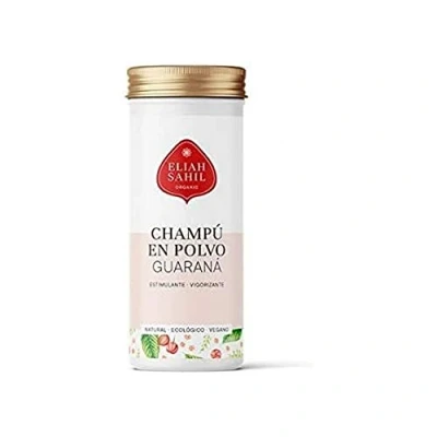 Abbildung von ELIAH SAHIL Bio Pulver Shampoo Guarana I Natürliches Volumen und Glanz 100 gr. Shampoopulver ca. 30 x waschen 100% zertifizierte Naturkosmetik Vegan Damen Herren