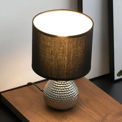 Abbildung von Pauleen 48018 Sip of silver Tischleuchte max. 20W Tischlampe für E14 Lampen Nachttischlampe Silber Schwarz 230V Keramik/Stoff ohne Leuchtmittel