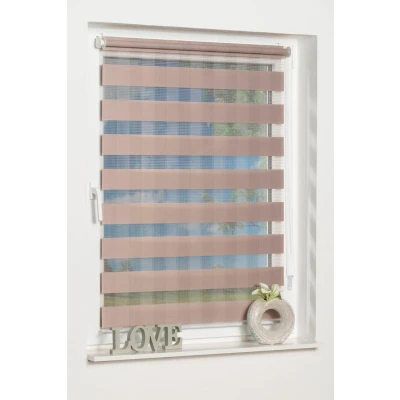 Abbildung von K home Klemmfix Doppelrollo Rota ohne Bohren Design Streifen Taupe, 40 x 130 (B L)