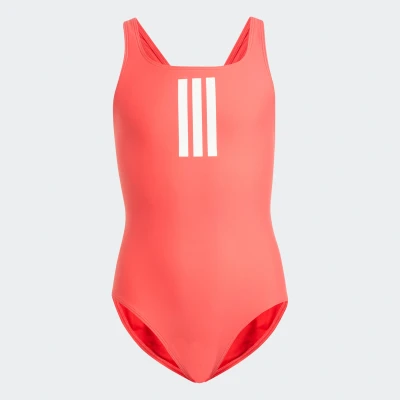 Abbildung von adidas Mädchen 3 Stripes Swimsuit Kids Badeanzug, semi Lucid red/White,