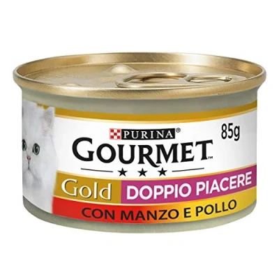 Abbildung von Purina Gourmet Gold Doppeltes Vergnügen feucht Katze Rindfleisch und Huhn, 24 Dosen à 85 g