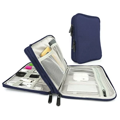Abbildung von MyGadget Universal Kabel Organizer Tasche für Elektronik Zubehör Reise Kabeltasche Aufbewahrung Reisekabel wie Ladekabel Ladegerät SD Karte Blau