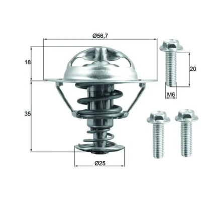 Abbildung von MAHLE ORIGINAL TX 202 90D Kühlwasserthermostat 90 56,7 mit Dichtung FORD: Focus 2 Schrägheck, S Max Mk1, MONDEO 4 Turnier, VOLVO: V50, V70 3, S60 II