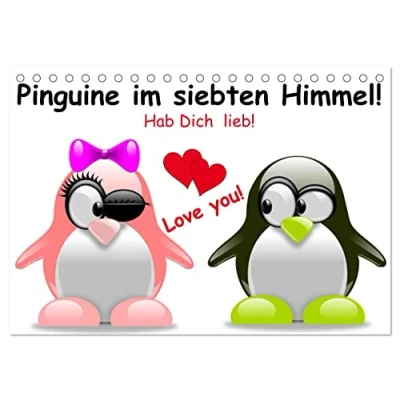 Abbildung von Pinguine im siebten Himmel! (Tischkalender 2025 DIN A5 quer), CALVENDO Monatskalender