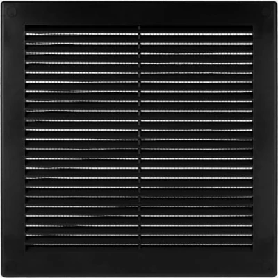 Abbildung von Vent Systems 250x250 mm Schwarze Lüftungsabdeckung flache, quadratische Lüftungsschlitze Integrierter Insektenschutz HVAC Lüftungsöffnungen für Badezimmer, Heimbüro