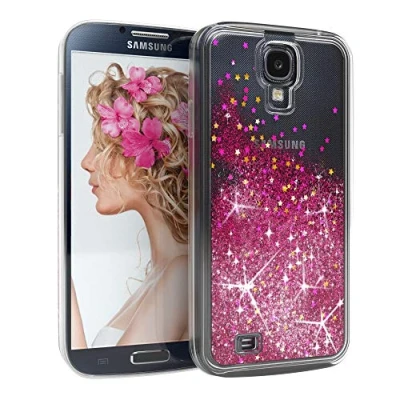 Abbildung von EAZY CASE Hülle kompatibel mit Samsung Galaxy S4 / Neo Schutzhülle Flüssig Glitzer, Handyhülle, Schutzhülle, Back Cover Glitter Flüssigkeit, aus TPU/Silikon, Transparent/Durchsichtig, Pink