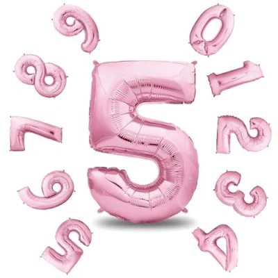Abbildung von envami® Geburtstagsdeko Mädchen 5 Jahre XXL Geburtstag Deko Rosa 101CM Luftballon 5. Zahlen Folienballon Helium