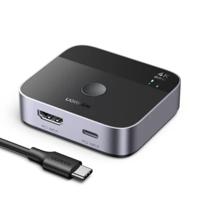 Abbildung von UGREEN 4K HDMI Switch 2PC USB C +HDMI Eingang 2X1 Splitter Einen Bildschirm anzeigen, Plug &amp; Play, HD Audio Sync, ESD Schutz für Laptop,TV Box/Stick,PC,PS5/4/3,Xbox 360/One