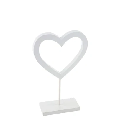 Abbildung von ZauberDeko Herz Aufsteller Weiß Hochzeit Tischdeko Geburtstag Deko 20cm