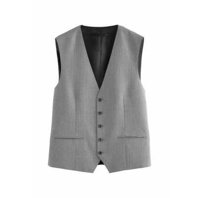 Abbildung von Next Textured Regular FIT Anzugweste, Herren, Größe: 56xR, Light grey