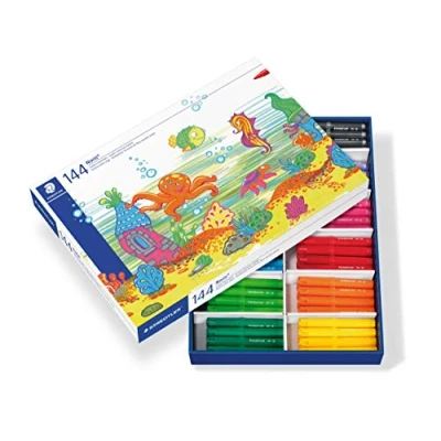 Abbildung von STAEDTLER 340 C144 Noris Club Jumbo Fasermaler 144 Stück in praktischer Schulbox