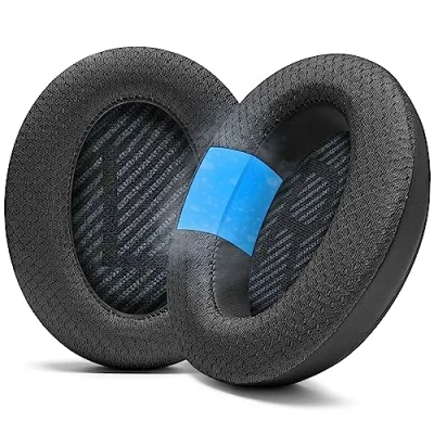 Abbildung von WC Freeze QC35 Kühlgel Ohrpolster für Bose und QC35ii (QuietComfort 35) Kopfhörer mehr Atmungsaktives Sportgewebe, kühlendes Gel, extra dick länger kühl Black