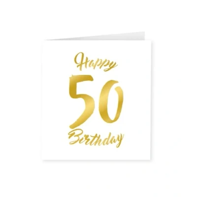 Abbildung von PD Party 7028010 Geburtstag Feiern Papier Grüßen Karte 50 Jahre, Gold/Weiß, 15cm Länge x Breite 0.5cm Höhe