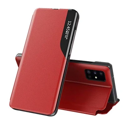Abbildung von cofi1453 Eco Leather View Case Buch Tasche Leder Handyhülle Schutzhülle aufklappbare Hülle Standfunktion kompatibel mit Samsung Galaxy Note 10 Plus (N975F) Rot