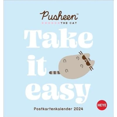 Abbildung von Pusheen Postkartenkalender 2024. Witziger Kalender mit Postkarten der berühmten Katze zum Sammeln und Verschicken. Monats Tischkalender Aufstellen oder Aufhängen, Format 16 x 17 cm.