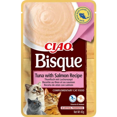 Abbildung von INABA Ciao Bisque Cremige Suppe für Katzen, Thunfisch &amp; Lachs 1x40g, Katzenfutter nass ohne getreide