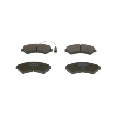Abbildung von BOSCH 0 986 494 580 Bremsbelagsatz Low Metallic mit integriertem Verschleißsensor Anti Quietsch Blech, Schrauben Feder, Zubehör