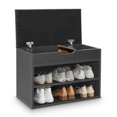 Abbildung von Juskys Schuhregal, mit Klappdeckel, für 6 Paare, kratzfeste Oberfläche, bis 150 kg