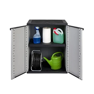 Abbildung von Kreher Mehrzweckschrank Kunststoffschrank mit 1 Boden (Schwarz/Grau)