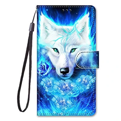 Abbildung von Nodigo EU Kompatibel für Samsung Galaxy A05S Leder Hülle Magnetisch Kickstand mit Kartenfach Tier Muster Motiv Lustig Design Hüllen Handyhülle Tasche Case Wolf B