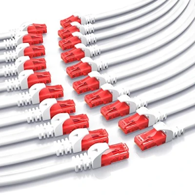 Abbildung von 20 x 0,5m CAT.6 Ethernet Gigabit Lan Netzwerkkabel RJ45 10 100 1000 Mbit s Patchkabel kompatibel zu CAT.5 CAT.5e CAT.7 Switch Router Modem Patchpannel Access Point Patchfelder weiß