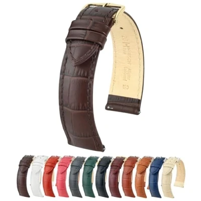 Abbildung von Hirsch Leder Uhren Armband Braun Duke Dornschließe 01028010 GL 20 mm