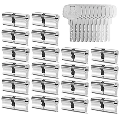 Abbildung von GERCAR 20x Schließzylinder gleichschließend 20 Profilzylinder 30/30 inkl. 100 Schlüssel 60 mm Doppelzylinder Türschloss Zylinderschloss gleichschliessendes 20er Set Länge: 60mm, A:30 B:30