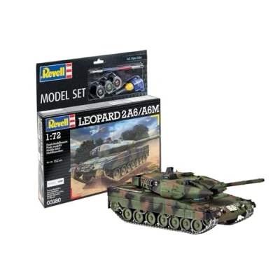 Abbildung von Cobi Plywood Tank 1:72 63180 Leopard 2A6/A6M + Kleber, 4 Farben, Revell Pinsel