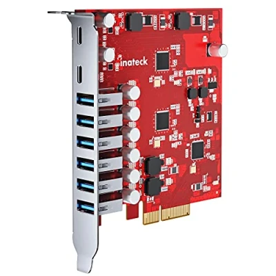 Abbildung von Inateck RedComet U22, PCIe zu USB 3.2 Gen 2 Erweiterungskarte, 6 Typ A und C Anschlüsse, 16 Gbps, Rot