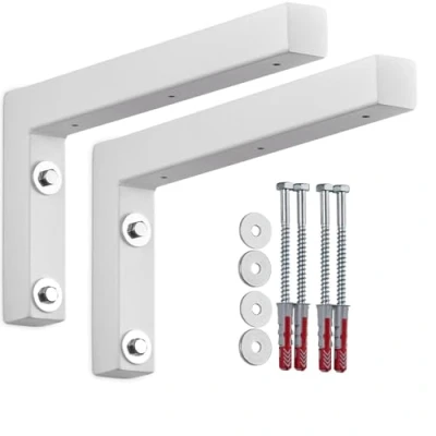 Abbildung von SO TECH® Wandregalhalter Wandkonsole in L Form robuste Regalkonsole zur Wandmontage, 2 tlg., 300 x 150 30 mm, Waschtischkonsole weiß matt