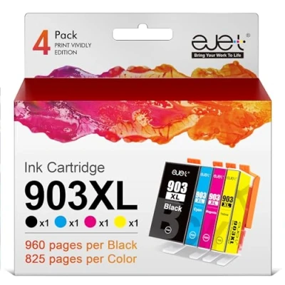 Abbildung von ejet 903 XL Multipack Kompatibel für HP Druckerpatronen 903XL ‎‎‎‎‎‎‎Schwarz (Neustem Chip), Officejet 6950 Pro 6970 6960 Patronen All In One Drucker