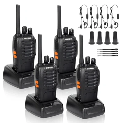 Abbildung von Walkie Talkie 16 Kanäle CTCSS/DCS Wiederaufladbares 1500mAh, Professionelle PMR Funkgeräte Reichweite 3 5 km, für Baustellen, Wandern, Sicherheit BF 88E