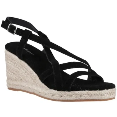 Abbildung von Hush Puppies Jenny Espadrille Keilabsatz Wildleder Damen Schwarz Wedges