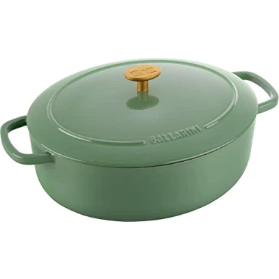 Abbildung von BALLARINI Bellamonte Auflaufform, Bräter, Dutch Oven, Emailliertes Gusseisen, Oval, 29 cm, 4,5 L, Grün
