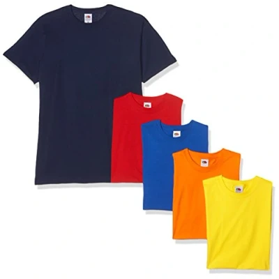 Abbildung von Fruit of the Loom Herren Valueweight 5 Pack T Shirt, Mehrfarbig (Navy/Red/Orange/Royal/Yellow 32/40/44/51/K2), Medium (5er Pack)