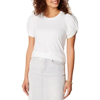 Abbildung von Amazon Essentials Damen T Shirt mit gedrehten Ärmeln und Rundhalsausschnitt in klassischer Passform, Weiß, XL