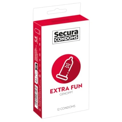 Abbildung von Secura Kondome Extra Fun mit Noppen, Packung mit, 12 St., aufregenden Stimulationsnoppen, genoppte für intensiven Spaß