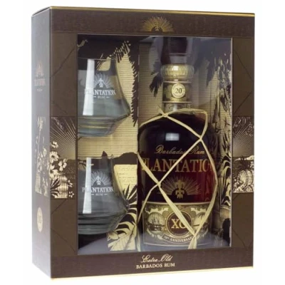 Abbildung von Plantation Barbados XO Extra Old 20th Anniversary mit Geschenkverpackung 2 Gläsern Rum, 700ml (1er Pack)
