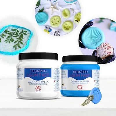 Abbildung von I GUM FAST: Silikonkautschuk Pastenform (1kg) Ungiftig und ultraschnell (5 Minuten) Kompatibel mit Epoxid, Polyurethan, Wachs, Seife, Gips, Zement Härte 24 Shores