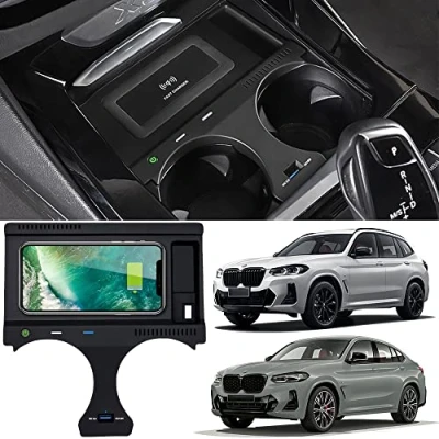 Abbildung von Singkin Kabelloses Ladegerät Auto für BMW X3 2018 2021 X4 2022 X3M/X4M 2019 2022, 15W Qi Schnellladendes Handy X3/X4 Center Console Zubehörfeld, Geschenk Besitzer