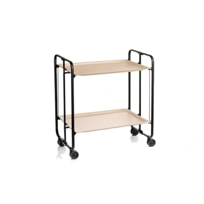 Abbildung von DON HIERRO Servierwagen, klappbar, 2 Böden, Schwarzem Rahmen. Bauhaus Buche