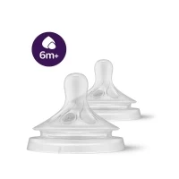 Abbildung von Philips Avent Responsive Stillschnuller Natural 6m+ Brei, 2 Stück (Modell SCY966/02), Abfluss 6 Schnellablauf