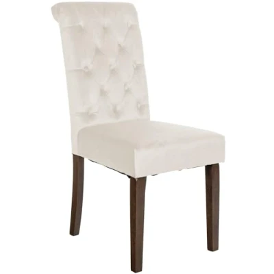 Abbildung von CLP Esszimmerstuhl Lisburn I Samt Stoff Polsterstuhl Gesteppt Chesterfield Design, Farbe:Creme, Material:Samt