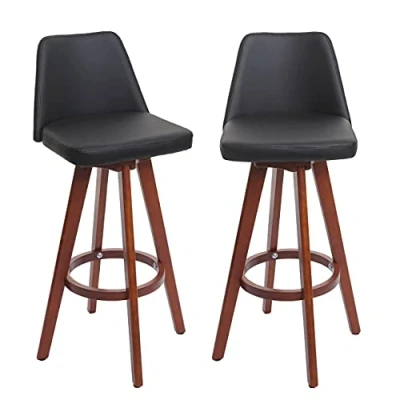 Abbildung von Mendler 2er Set Barhocker HWC C43, Barstuhl Tresenhocker, Holz Kunstleder drehbar MVG Zertifiziert schwarz