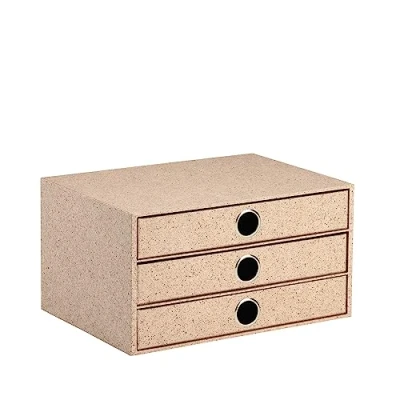 Abbildung von Rössler SOHO 3er Schubladenbox A4 aus Papier Büro Organizer Schreibtisch Schubladen Zubehör &amp; Bürobedarf Box 34 x 25 19 cm 1 Stück Farbe: Cacao