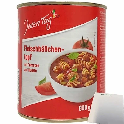 Abbildung von Jeden Tag Fleischbällchen Topf mit Tomaten und Nudeln (800g Dose) + usy Block
