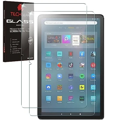 Abbildung von TECHGEAR 2 Stück Glas für Amazon Fire Max 11 2023 Veröffentlichungs 13. Generation, Displayschutzfolie aus gehärtetem [9H Härte] [Crystal Clarity] [Kratzfest] [Keine Bubble]