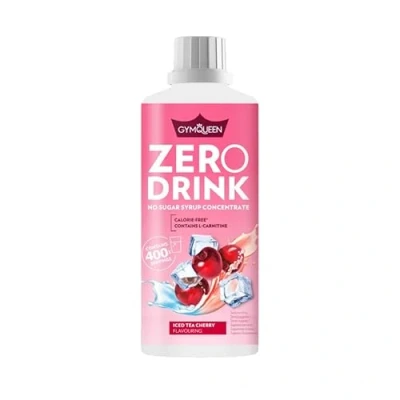 Abbildung von GymQueen Zero Drink Eistee Kirsch 1000ml, kalorienarmes und zuckerfreies Getränkekonzentrat 1:80, angereichert mit B Vitaminen für deinen Stoffwechsel L Carnitin, Getränke Sirup