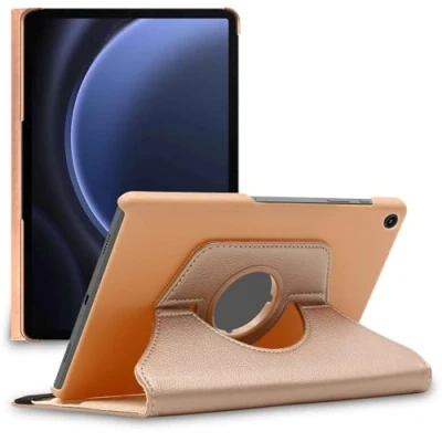 Abbildung von ebestStar Hülle für Samsung Galaxy Tab A9+ SM X210 (2023), Drehbar Schutzhülle, PU Lederhülle, Rotierende Ständer Etui, Rotating Case Cover, Gold